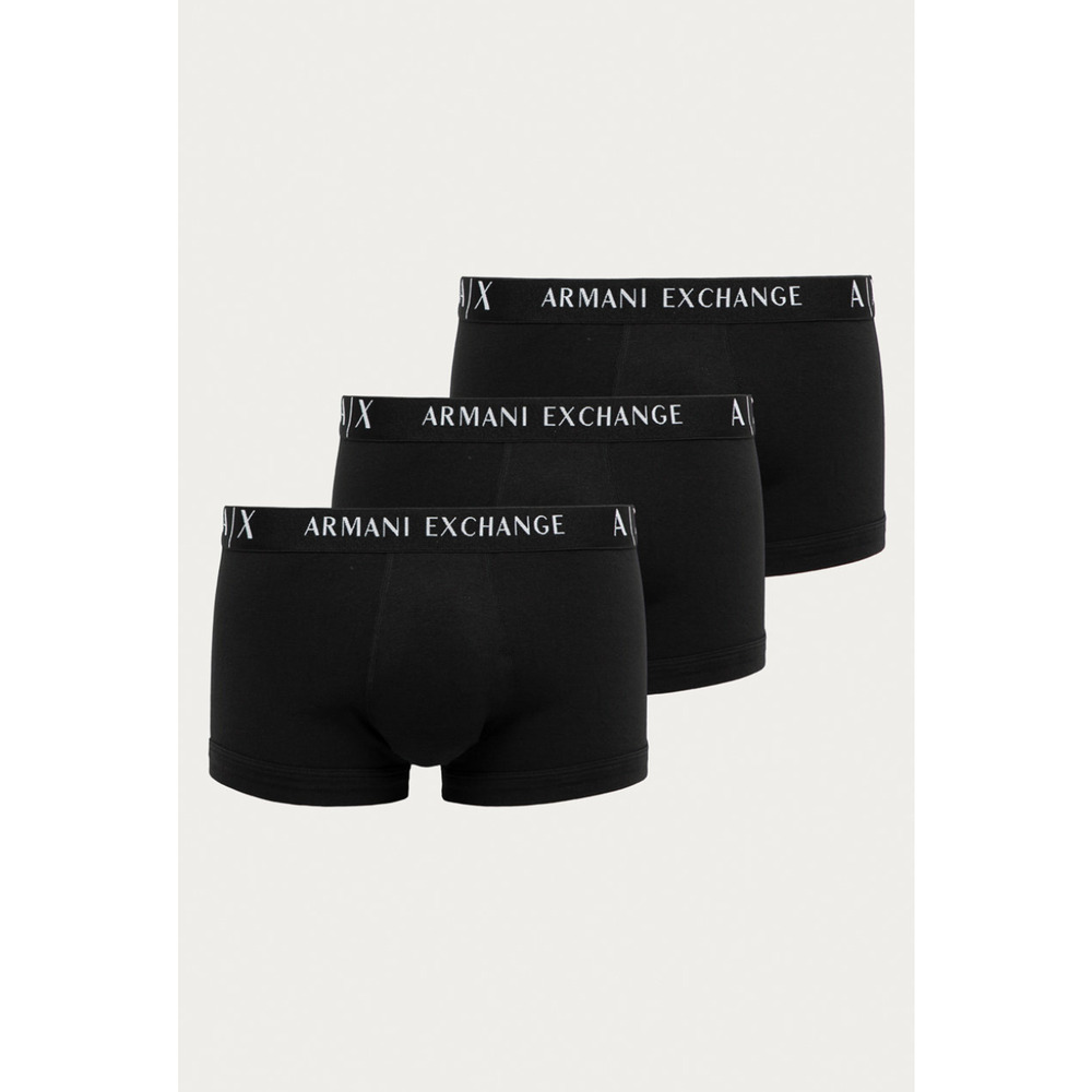 AX Armani Exchange Men 3-Pk Monogram Waistband Trunks Black Size S